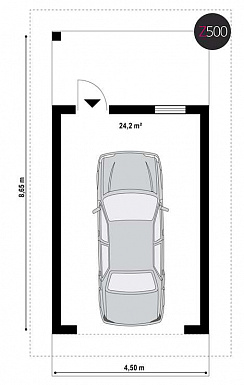Проект одноместного гаража из кирпича с крытой террасой позади / План 1 этажа
