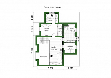 Проект коттеджа с мансардой, двусветной гостиной, сауной и верандой / План мансардного этажа