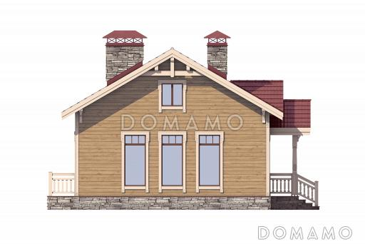 Проект дома по технологии ЛСТК с двумя спальнями, гостиной с кухней-столовой, техническим помещением, небольшим холлом и санузлом / Фасад 2