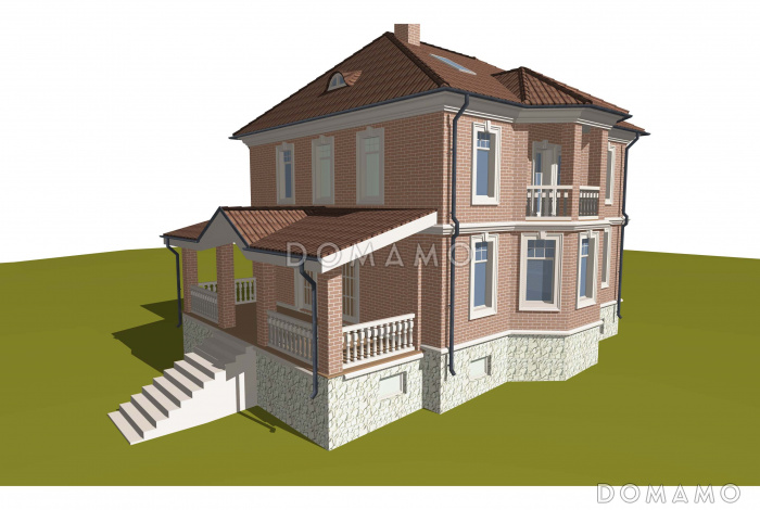 Проект классического коттеджа 10х10 с подвалом