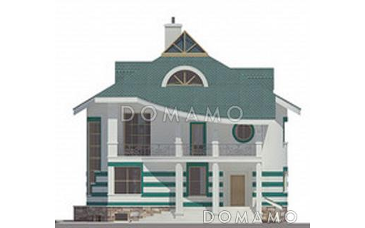 Проект коттеджа с двусветной гостиной и зимним садом / Фасад 1