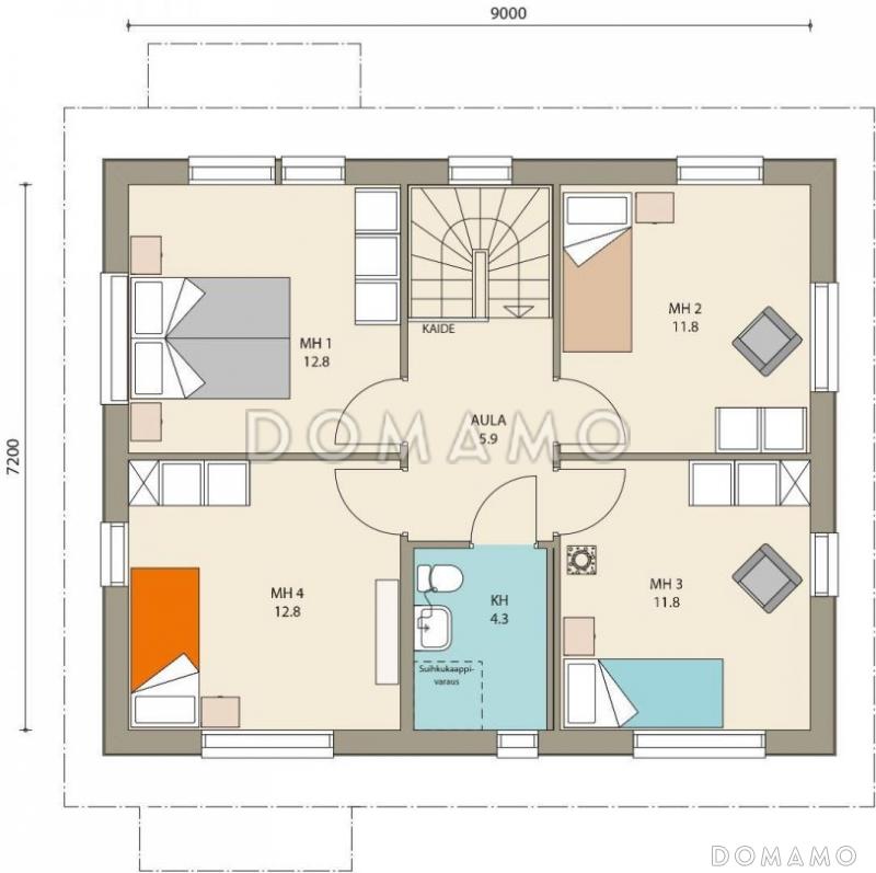 Проект двухэтажного каркасного дома 9х7 / План 2 этажа
