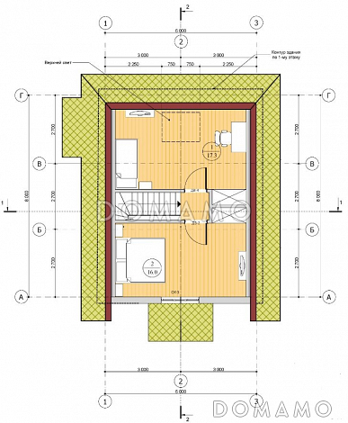 Проект каркасного дома для прислуги / План мансардного этажа