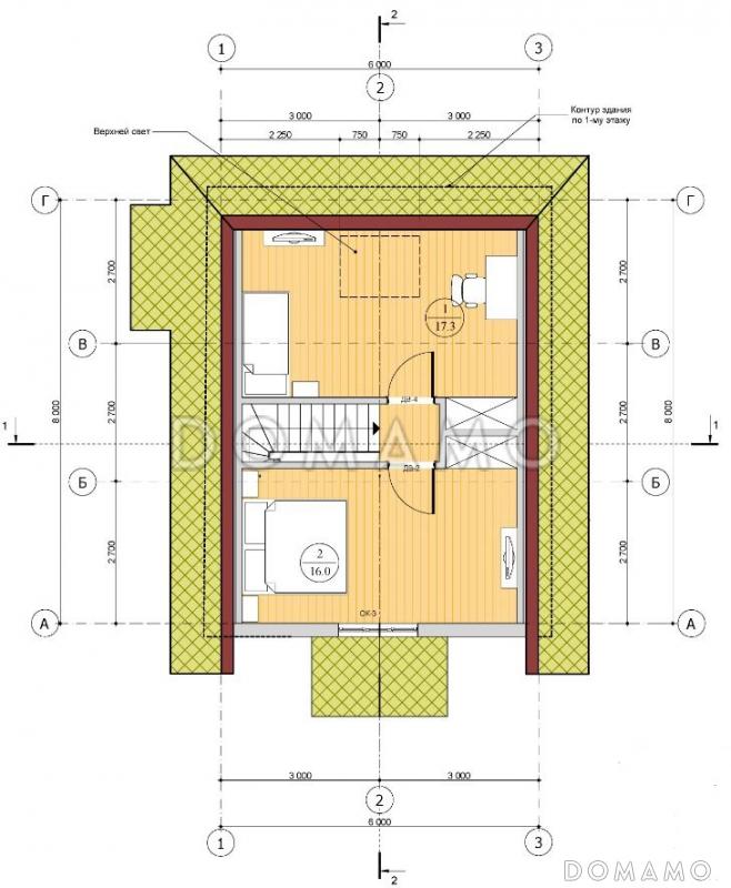 Проект каркасного дома для прислуги / План мансардного этажа