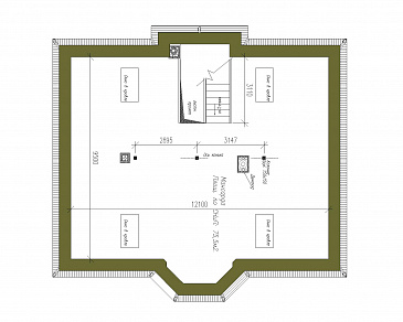 Проект двухэтажного коттеджа из СИП панелей с четырехскатной кровлей / План мансардного этажа