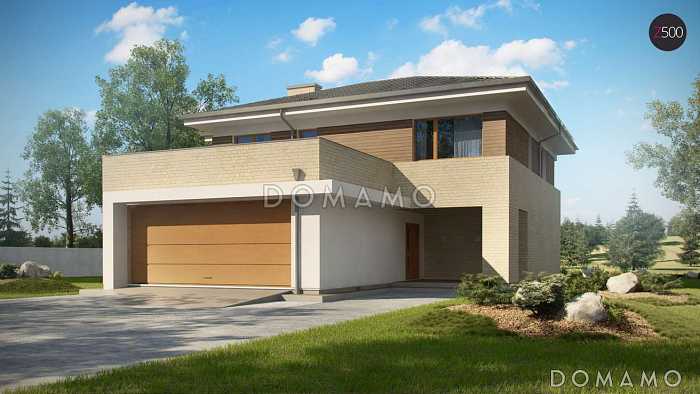 Проект просторного двухэтажного дома из газобетона с четырьмя спальнями,  гаражом и сауной