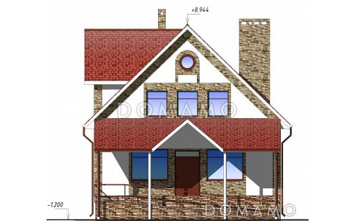 Проект одноэтажного дома под магазин, с мансардой и подвалом / Фасад 1