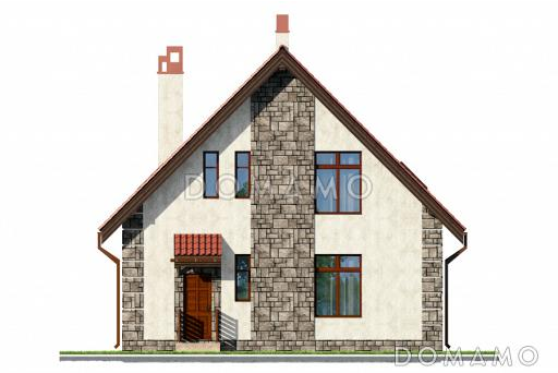 Проект компактного коттеджа из СИП панелей с пятью спальнями / Фасад 1