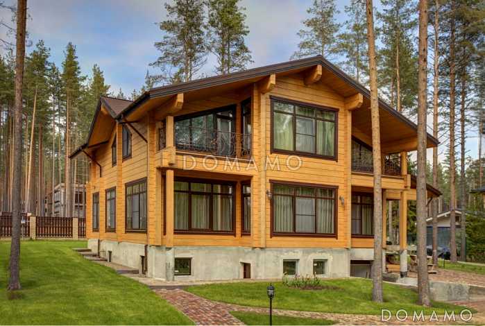 Проект дома из клееного бруса с крытой террасой