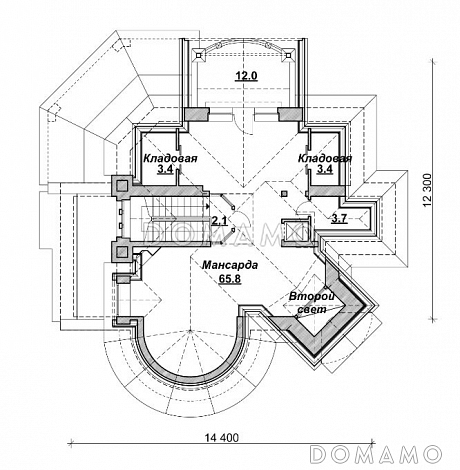 Проект компактного коттеджа в стиле модерн / План мансардного этажа