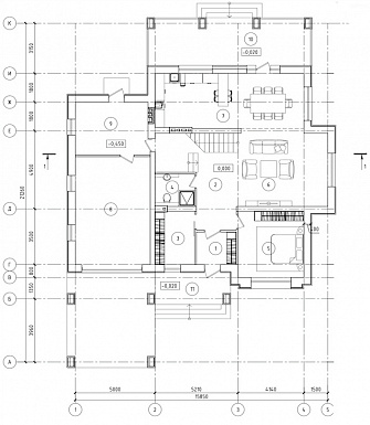 Проект просторного дома с гаражом, крытой террасой и пятью спальнями / План 1 этажа