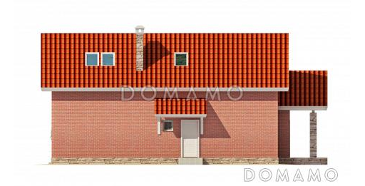 Одноэтажный дом с полукруглой террасой, просторной гостиной и кухней-столовой / Фасад 4