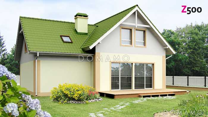 Проект классического одноэтажного мансардного дома из кирпича с четырьмя спальнями и гаражом