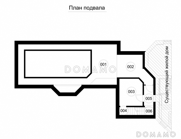 Одноэтажный пристроенный бассейн для круглогодичного использования  / План цокольного этажа