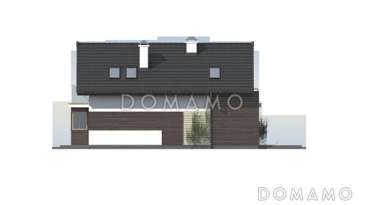 Проект аккуратного одноэтажного мансардного дома из газобетона для узкого участка / Фасад 4