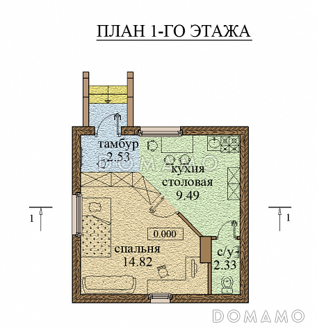Проект компактного гостевого дома / План 1 этажа