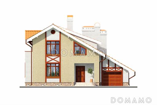 Проект дома из пеноблоков с выразительным дизайном фасадов / Фасад 1