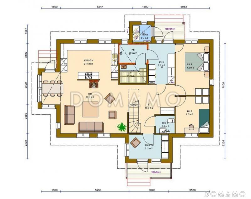 Проект дома с деревянной отделкой фасадов / План 1 этажа