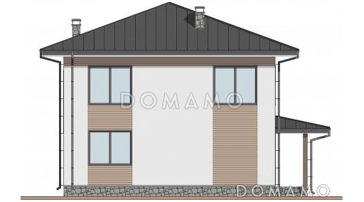 Проект дома с четырьмя спальнями, вторым светом в гостиной и гардеробными на обоих этажах / Фасад 3