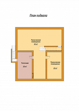 Проект одноэтажного дома с цокольным и мансардным этажами / План цокольного этажа