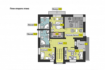 Проект загородного дома в стиле финского минимализма / План 2 этажа