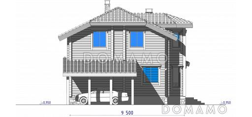 Проект коттеджа из бруса с эркером / Фасад 4