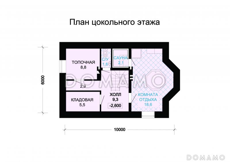 Проект кирпичного дома с верандой / План цокольного этажа