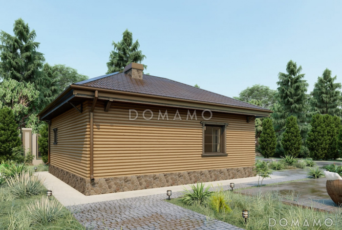 Проект компактной бани из газобетона с комнатой отдыха