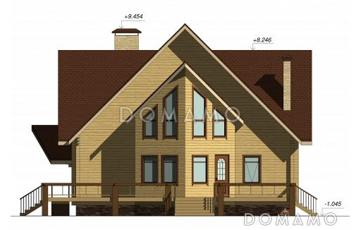 Проект одноэтажного дома с мансардным этажом, эркером и вторым светом / Фасад 1