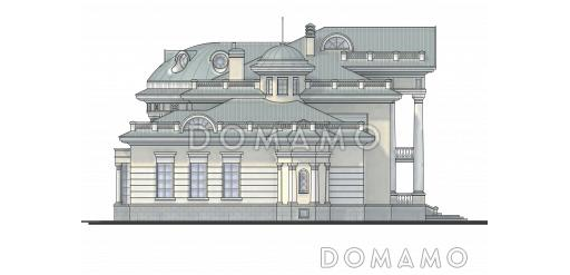 Проект просторного коттеджа с бассейном, бильярдной и парадной гостиной / Фасад 2