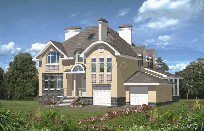 Проект коттеджа с встроенным гаражом