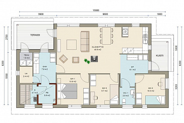 Проект компактного каркасного дома / План 1 этажа