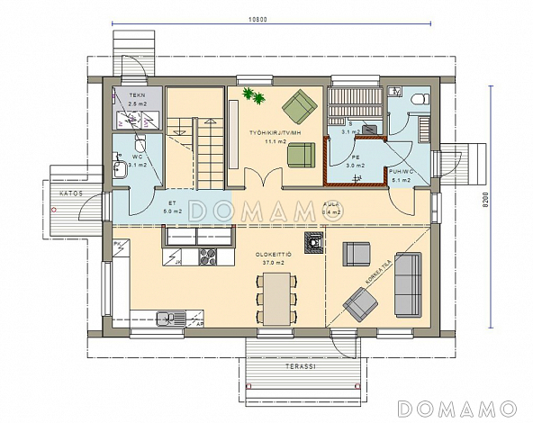 Проект двухэтажного комфортного дома / План 1 этажа