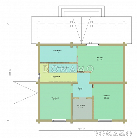 Проект дома из бруса с мансардным этажом / План мансардного этажа