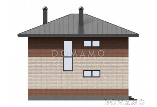 Проект загородного двухэтажного дома с кладовой, кухней-столовой, лоджией / Фасад 2