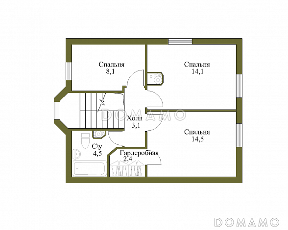 Проект экономичного каркасного дома. / План мансардного этажа