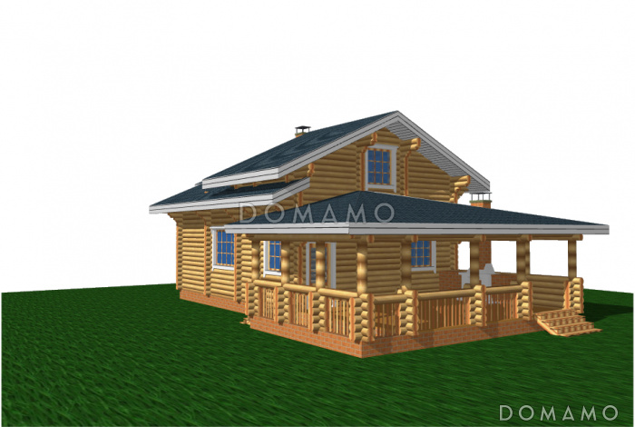 Проект коттеджа с большой верандой