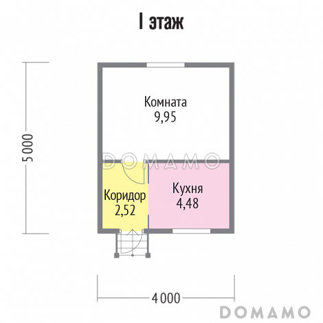 Проект дома 5х4 из клееного бруса / План 1 этажа