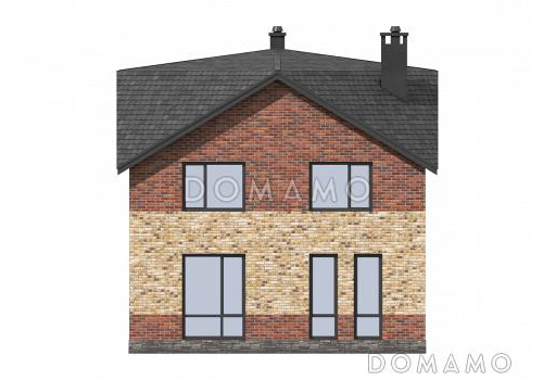 Проект загородного дома с отдельным входом в котельную,  спальней на первом этаже, ванной и санузлом на втором этаже / Фасад 3