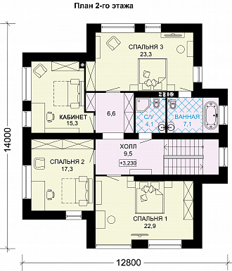 Проект двухэтажного дома из СИП панелей / План 2 этажа