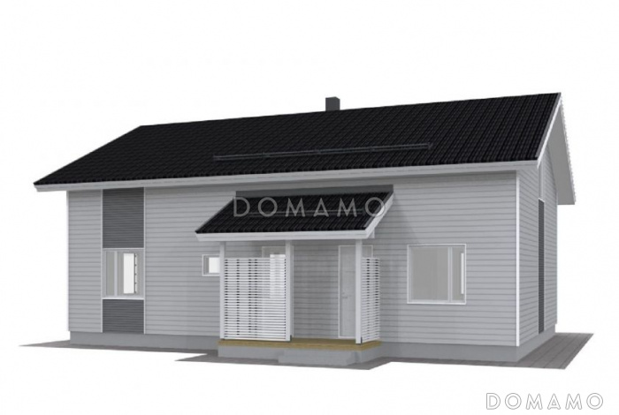 Проект двухэтажного каркасного дома с большими окнами в гостиной