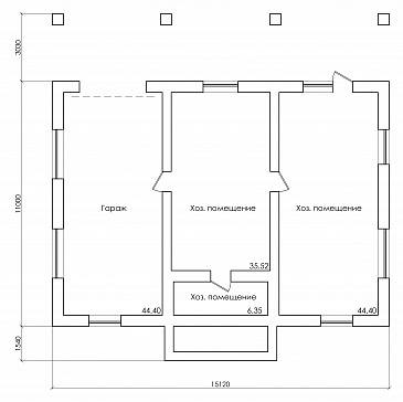 Проект дома с мансардным и цокольным этажом, с гаражом и крытой террасой на втором этаже / План цокольного этажа