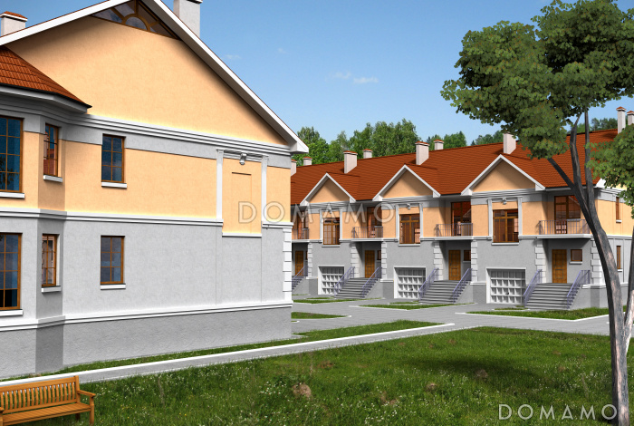 Проект таунхауса на четыре семьи