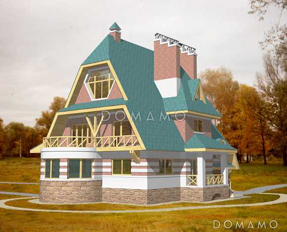 Проект коттеджа с высокой крышей