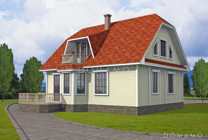 Проект коттеджа из газобетона с вальмовой крышей