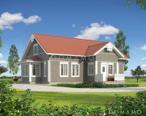 Проект дома с деревянной отделкой фасадов