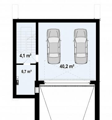 Проект дома с подземным гаражом, кабинетом, светлой дневной зоной, спальнями на втором этаже с гардеробными / План цокольного этажа
