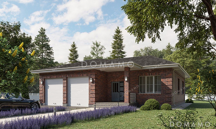 Проект одноэтажного дома с большой террасой и гаражом