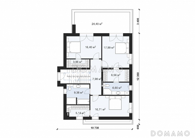Проект дома в стиле Хай-тек с эксплуатируемой кровлей S-182 / План 2 этажа
