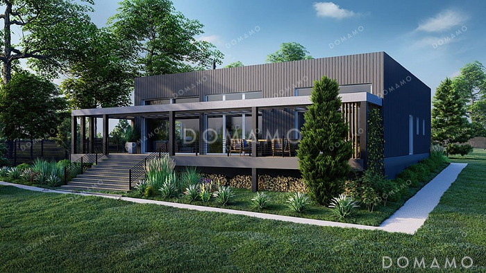 Проект одноэтажного дома с большой террасой